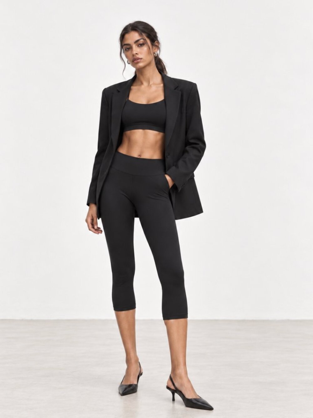 THE WORKSHOP 'ANDREA' TAILORED STRUCTURED MINIMALIST BLAZER | BLACK | MEDIUM